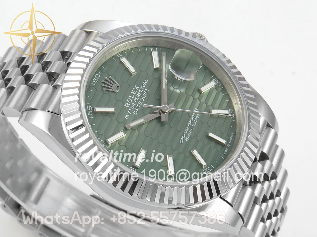Rolex DateJust 41 126334 QF 904L Steel Green Textured Stick Dial on SS Jubilee Bracelet QF3235(145g) - Image 6