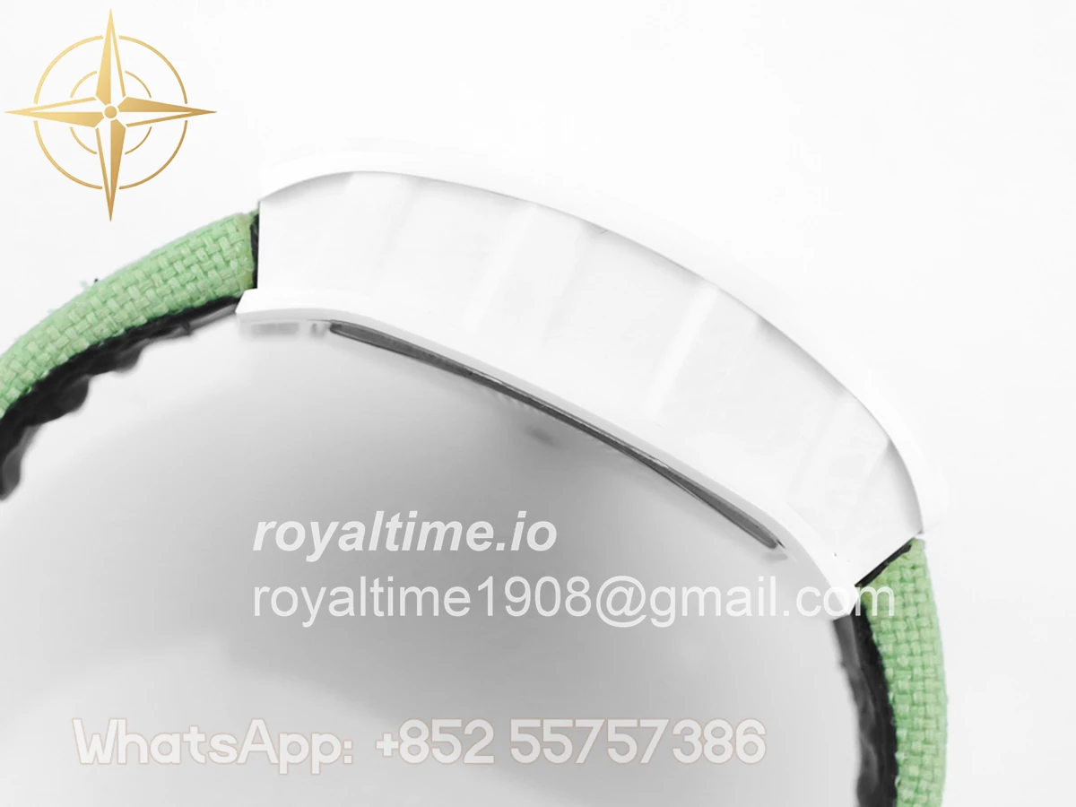 Richard Mille RM 055 White Bubba Watson White Ceramic on Green Nylon Strap - Image 6