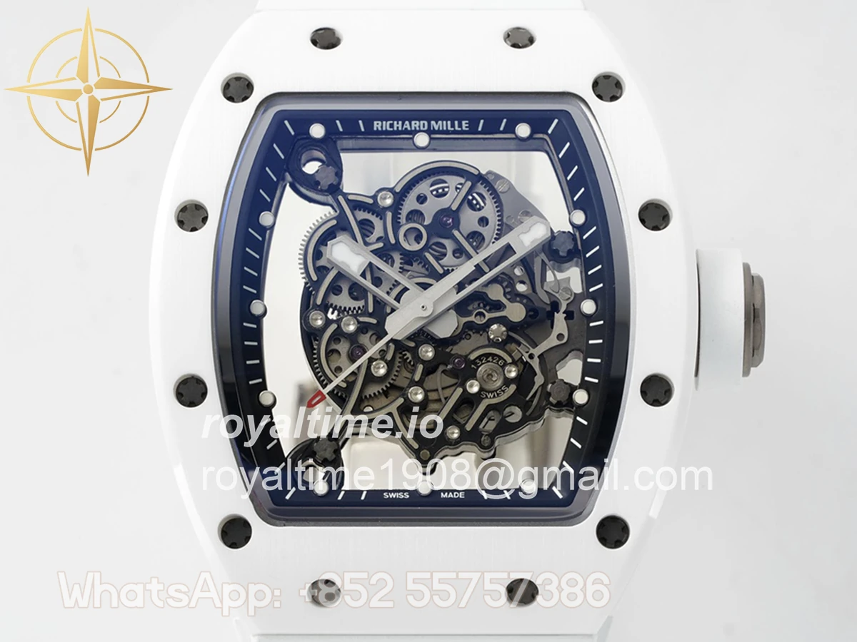 Richard Mille RM 055 White Bubba Watson White Ceramic on White Rubber RMUL2 - Image 6