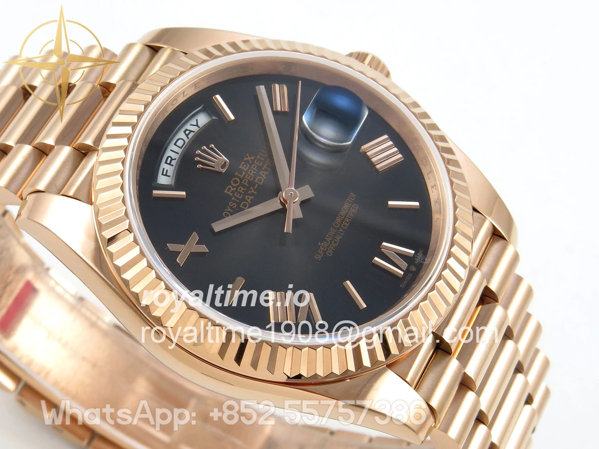 Rolex Day Date 40 RG TMF Gray Ombre Roman Dial on President Bracelet VR3255 (Weighted) 208g - Image 6