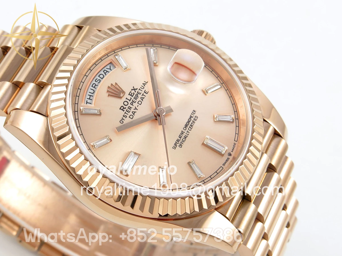 Rolex Day Date 40 RG TMF RG Diamonds Dial on President Bracelet VR3255 (Weighted) 208g - Image 6