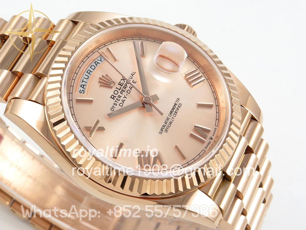 Rolex Day Date 40 RG TMF RG Roman Dial on President Bracelet VR3255 (Weighted) 208g - Image 6