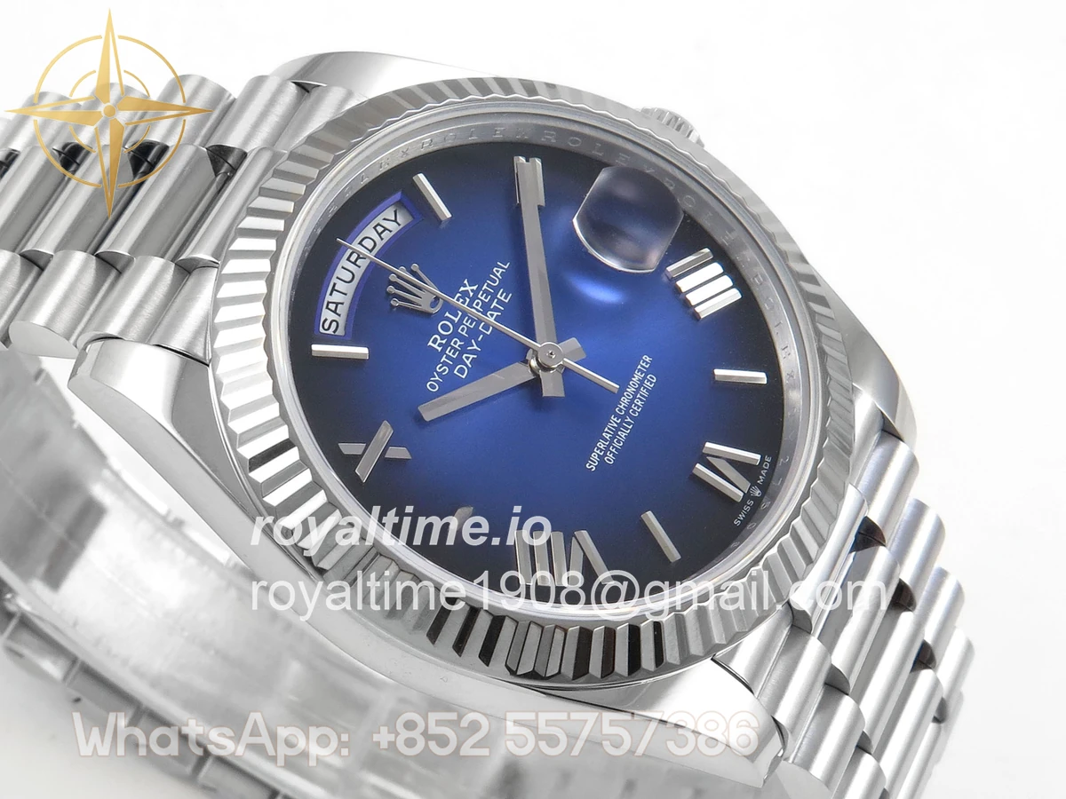 Rolex Day Date 40 SS 228239 QF Blue Ombre Roman Dial on President Bracelet A2836 V6 (200g) - Image 6