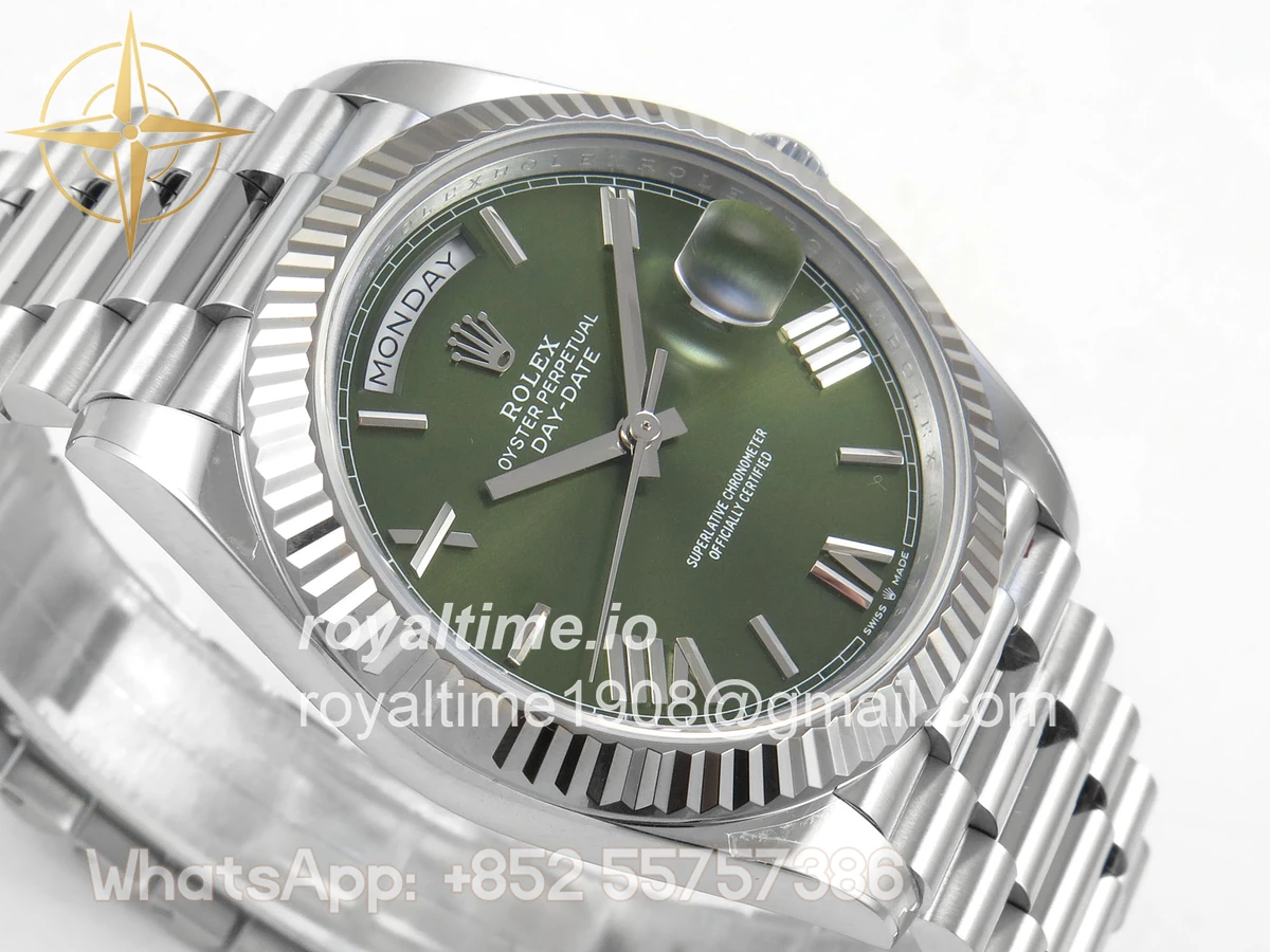 Rolex Day Date 40 SS 228239 QF Green Ombre Roman Dial on President Bracelet A2836 V6 (200g) - Image 6