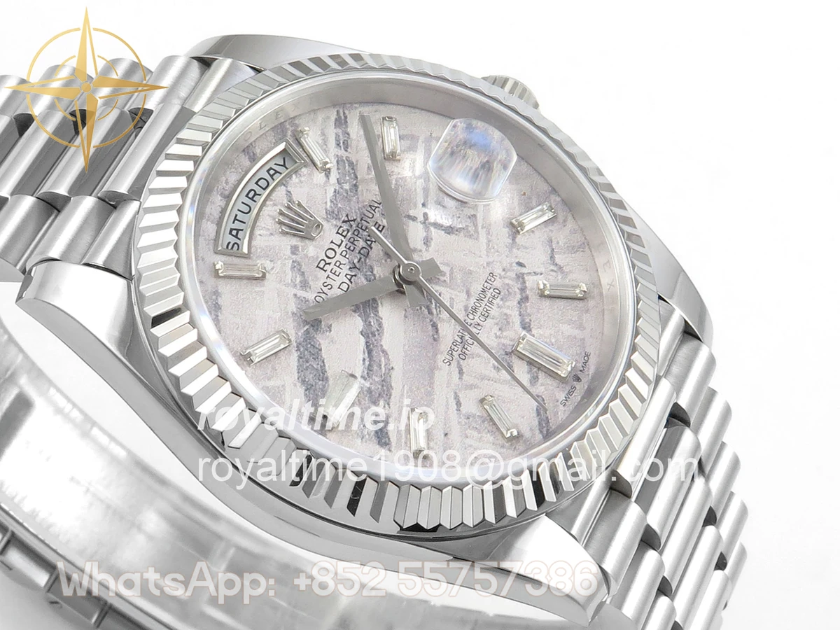 Rolex Day Date 40 SS TMF Meteorite Crystal Dial on President Bracelet VR3255 (Weighted) 208g - Image 6