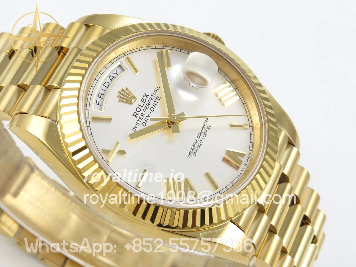 Rolex Day Date 40 YG 228238 QF Silver Roman Dial on President Bracelet A2836 V6 (200g) - Image 6