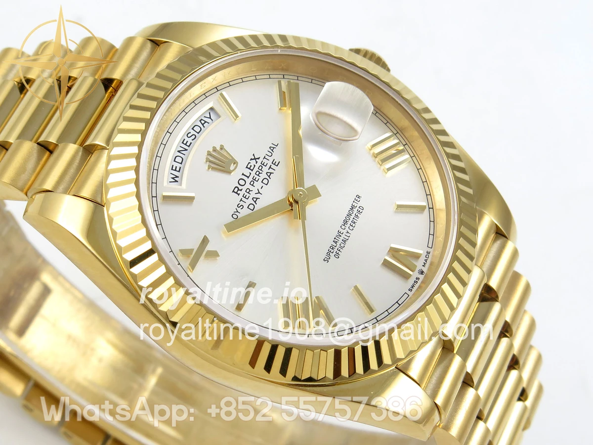 Rolex Day Date 40 YG 228238 QF Silver Roman Dial on President Bracelet VR3255 V8 (190g) - Image 6