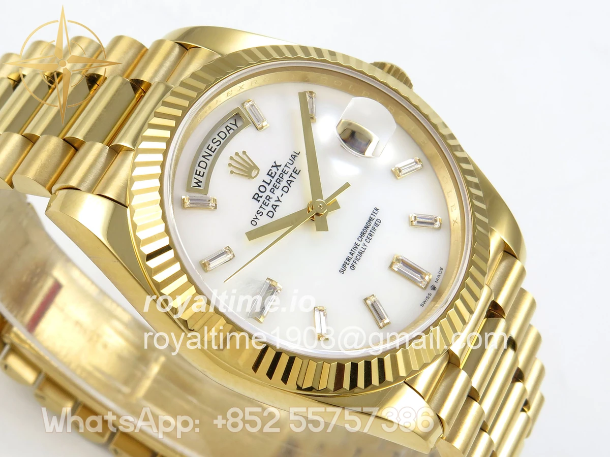 Rolex Day Date 40 YG 228238 QF White Crystal Dial on President Bracelet VR3255 V8 (190g) - Image 6