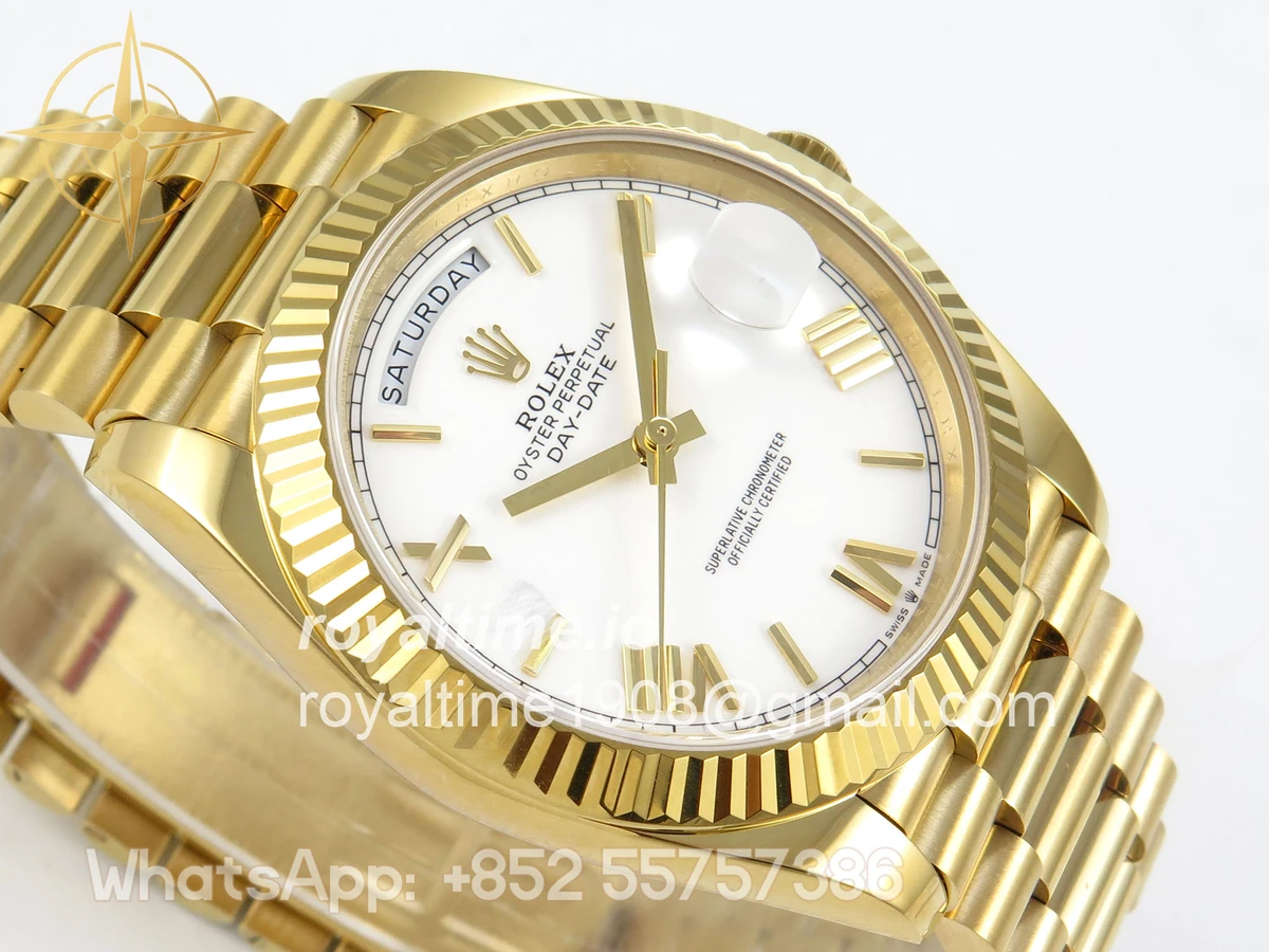 Rolex Day Date 40 YG 228238 QF White Roman Dial on President Bracelet A2836 V6 (200g) - Image 6