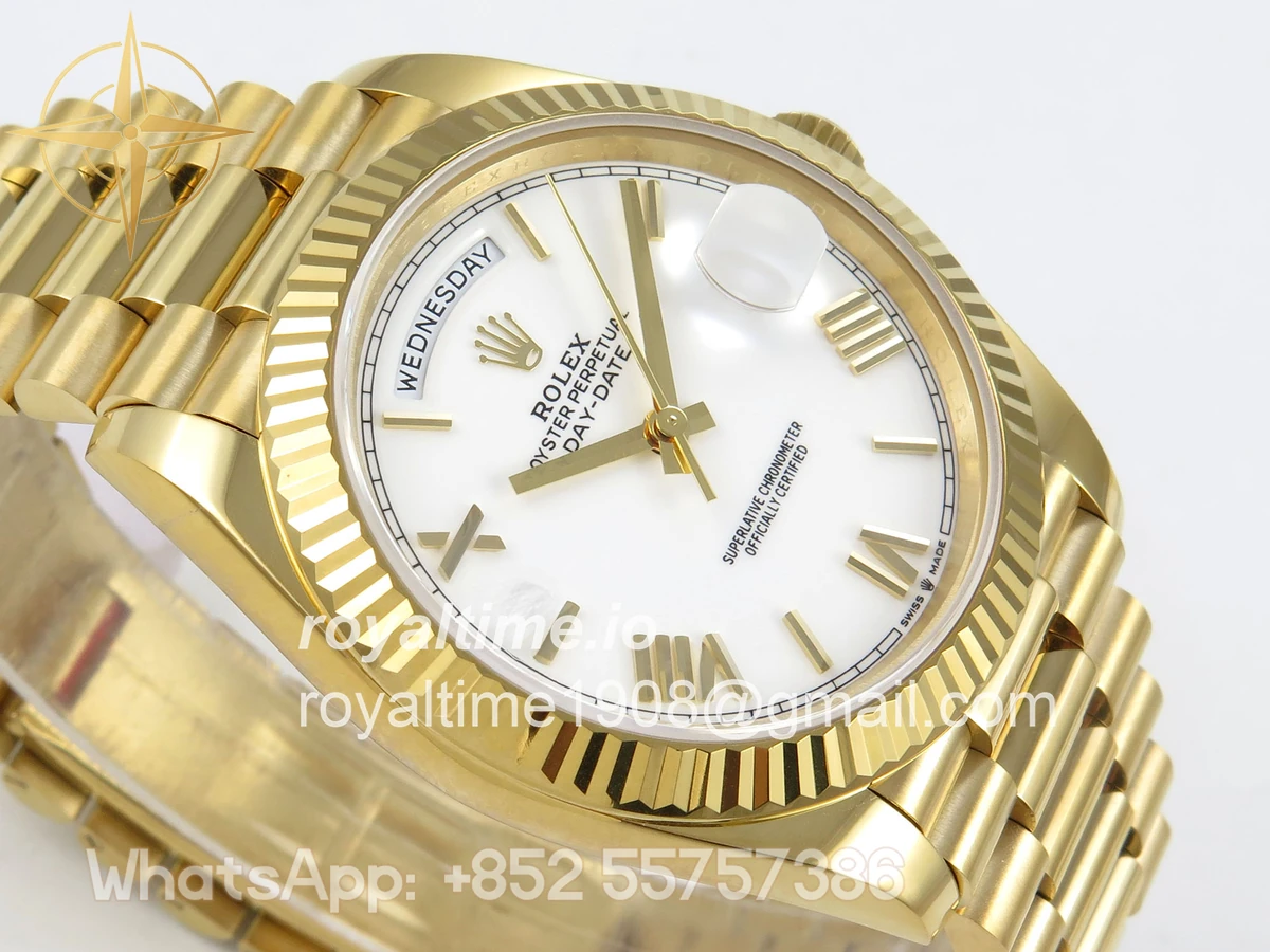 Rolex Day Date 40 YG 228238 QF White Roman Dial on President Bracelet VR3255 V8 (190g) - Image 6