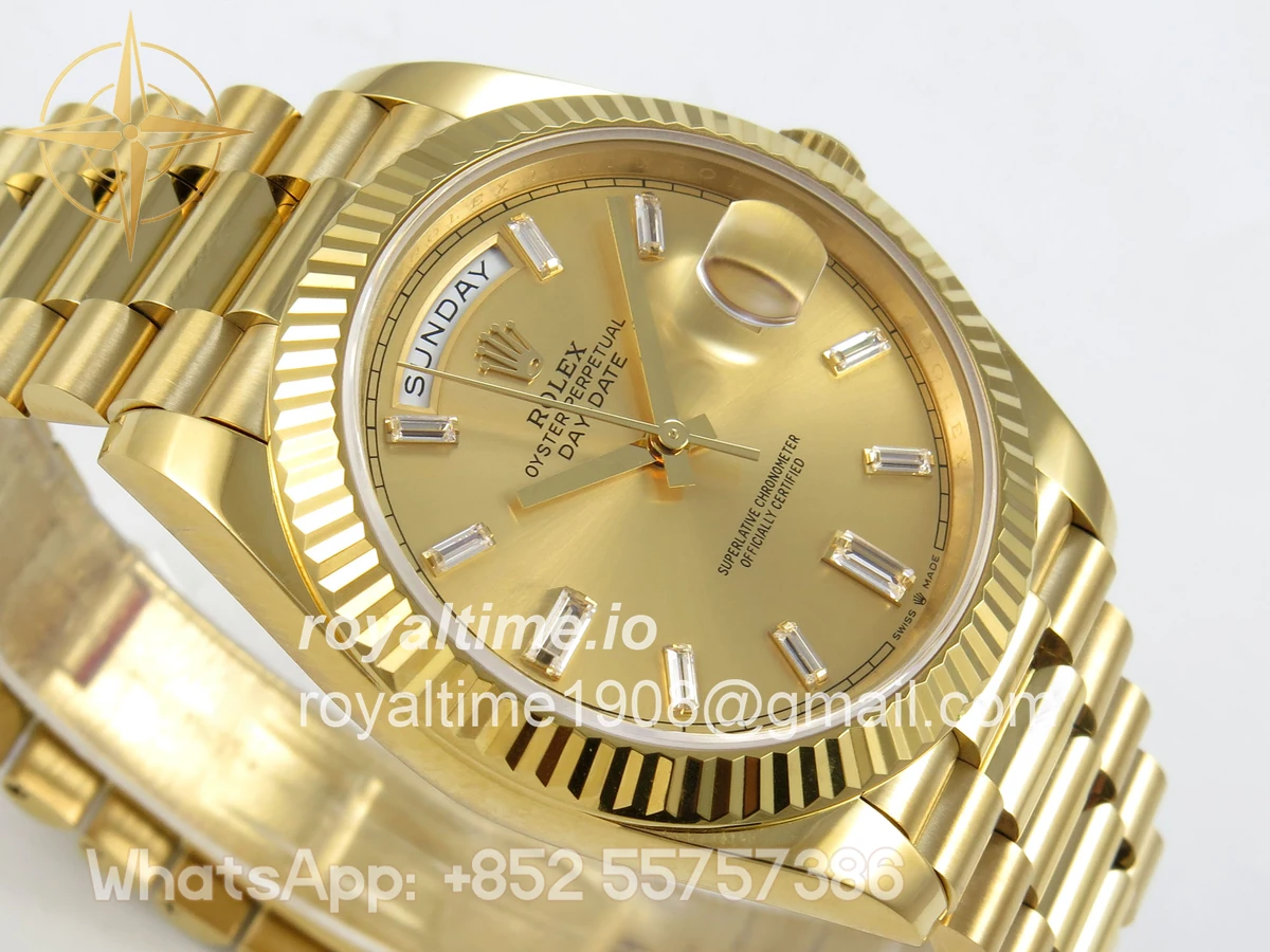 Rolex Day Date 40 YG 228238 QF YG Crystal Dial on President Bracelet VR3255 V8 (190g) - Image 6