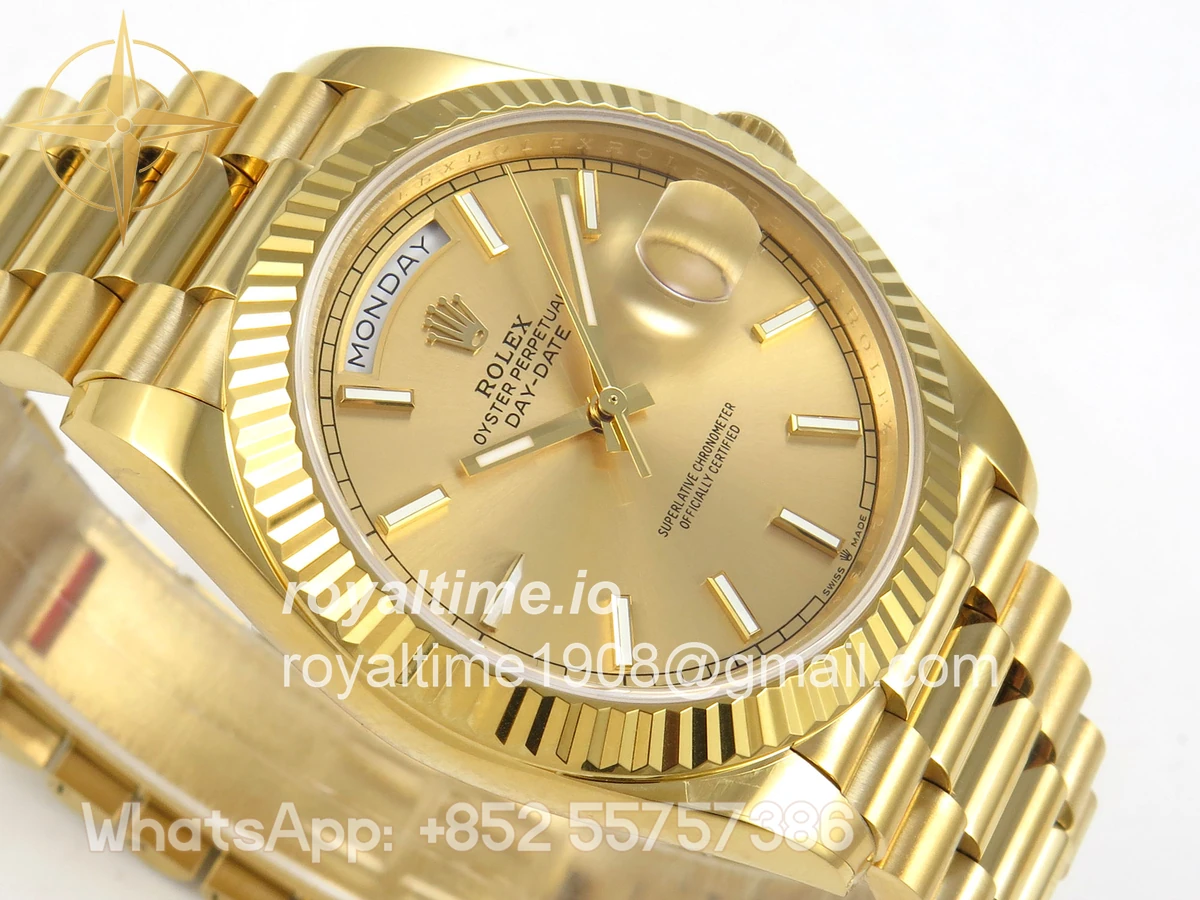 Rolex Day Date 40 YG 228238 QF YG Stick Dial on President Bracelet A2836 V6 (200g) - Image 6