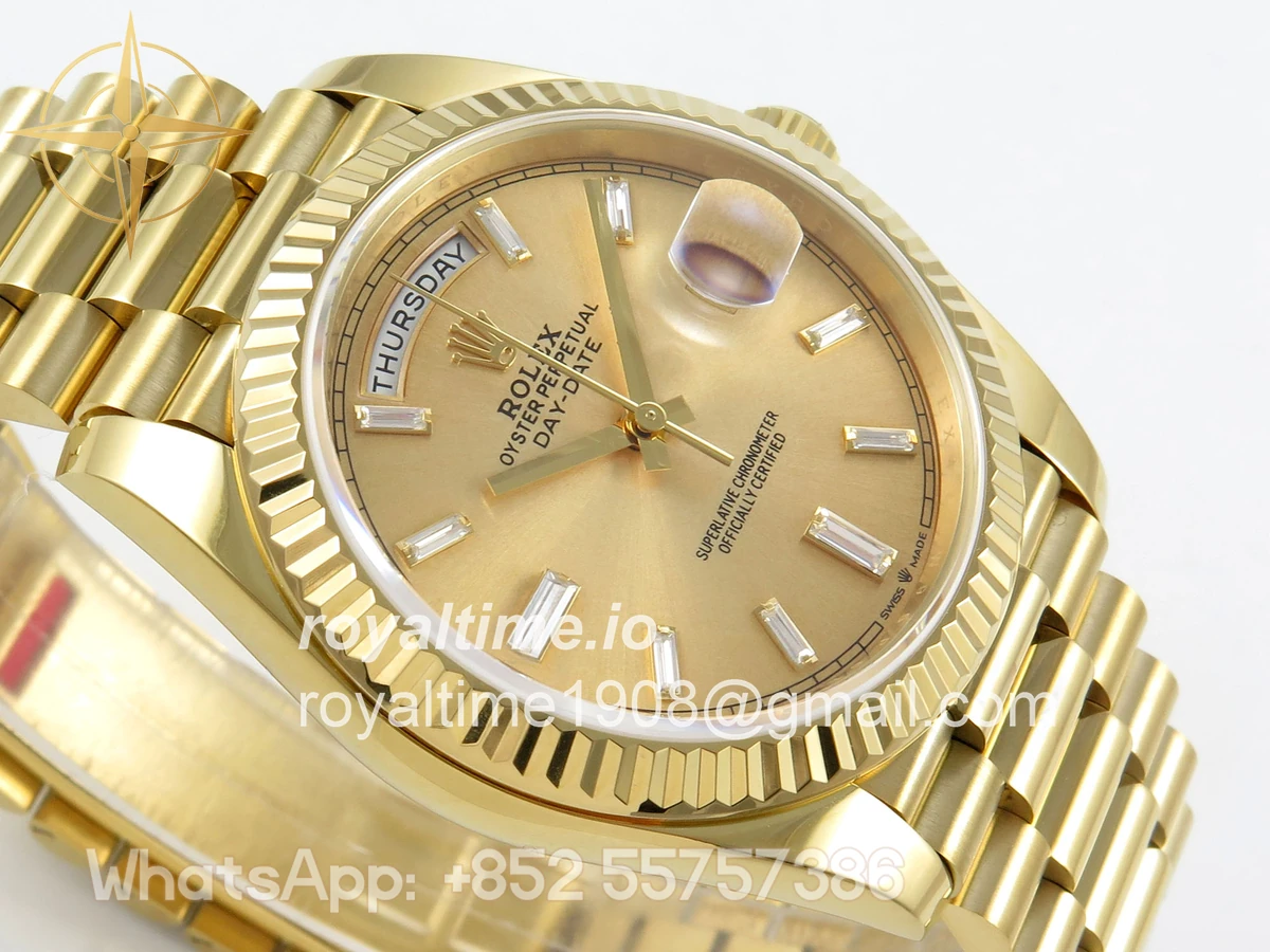 Rolex Day Date 40 YG TMF YG Diamonds Dial on President Bracelet VR3255 (Weighted) 208g - Image 6