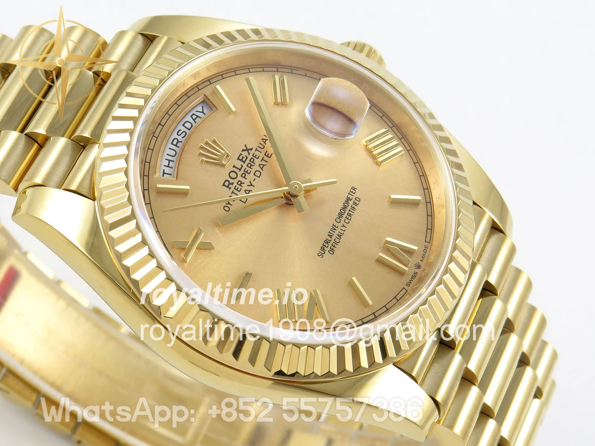 Rolex Day Date 40 YG TMF YG Roman Dial on President Bracelet VR3255 (Weighted) 208g - Image 6