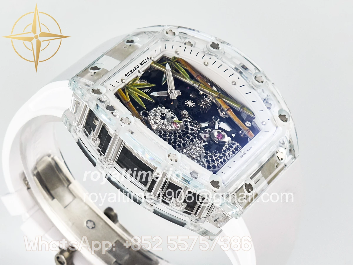 Richard Mille RM026 Transparent Tourbillon RMF Panda Skeleton Dial on Translucent Rubber Strap - Image 6