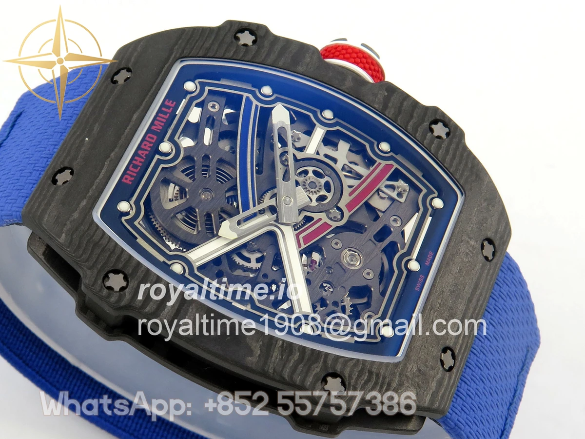 Richard Mille AVF RM67-02 France Black NTPT Spain Skeleton Dial on Blue Elastic strap CRMA7 - Image 6
