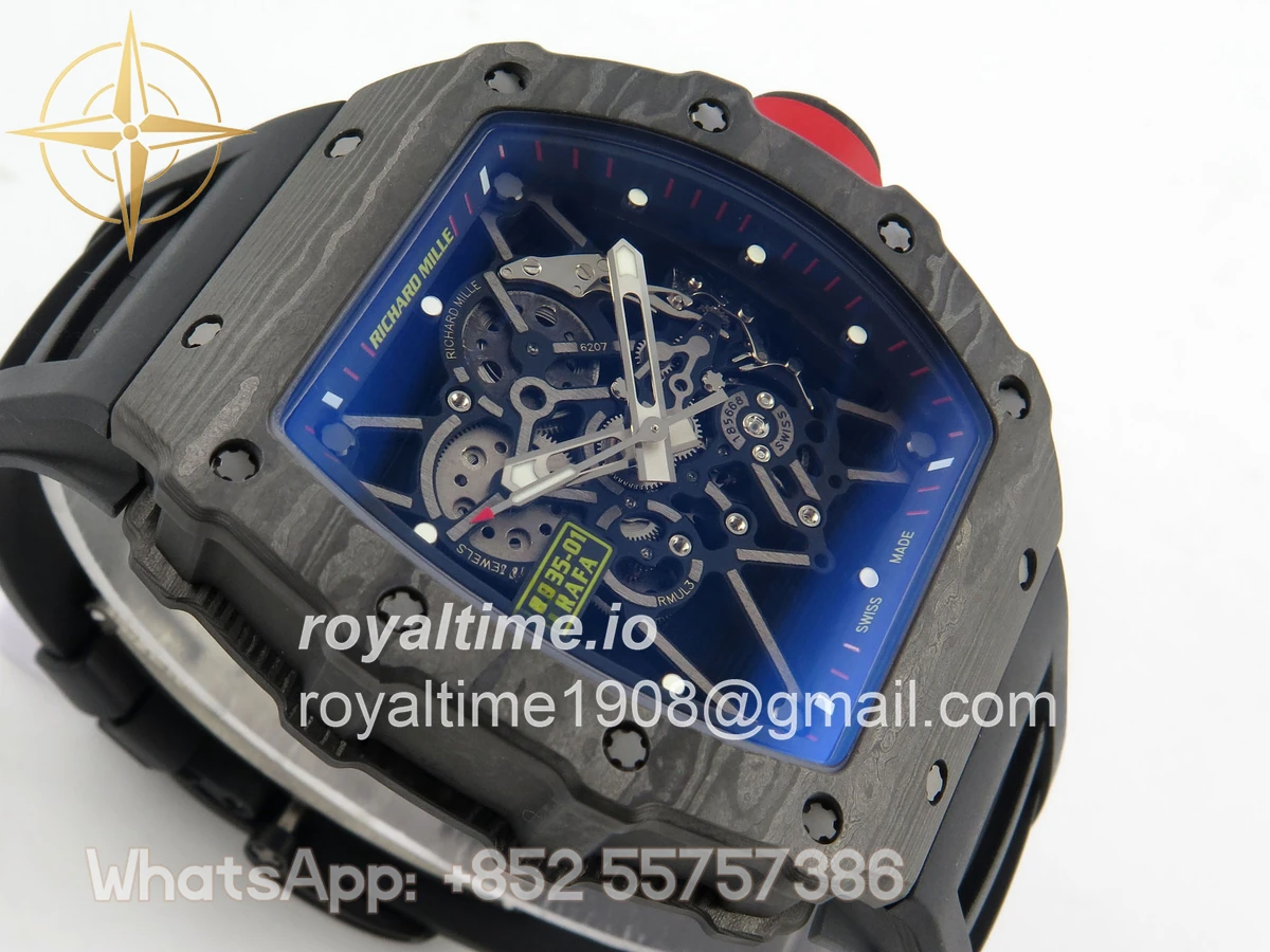 Richard Mille RM035-01 Black Carbon ZF Skeleton Dial On Black Rubber Strap RMUL2 - Image 6