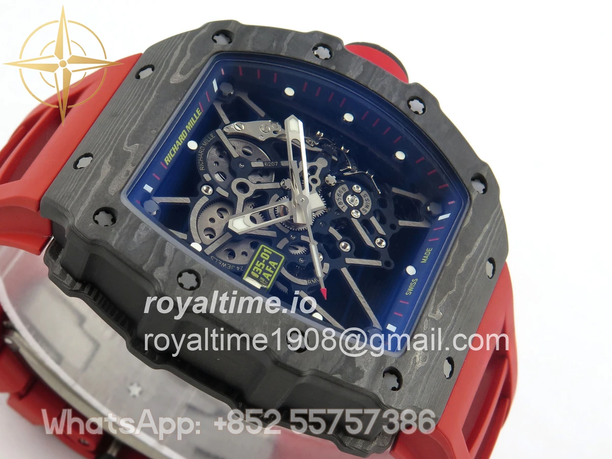 Richard Mille RM035-01 Black Carbon ZF Skeleton Dial On Red Rubber Strap RMUL2 - Image 6
