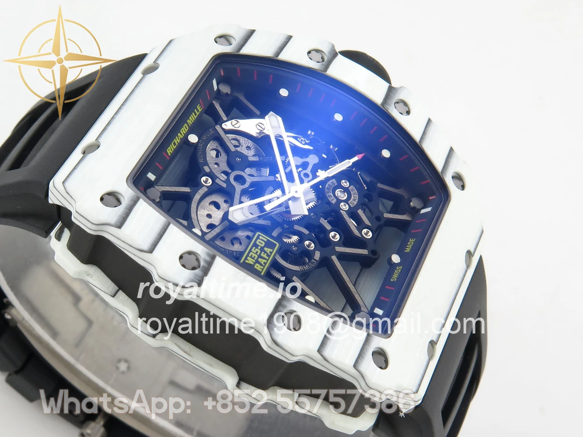 Richard Mille RM035-01 White Carbon ZF Skeleton Dial On Black Rubber Strap RMUL2 - Image 6