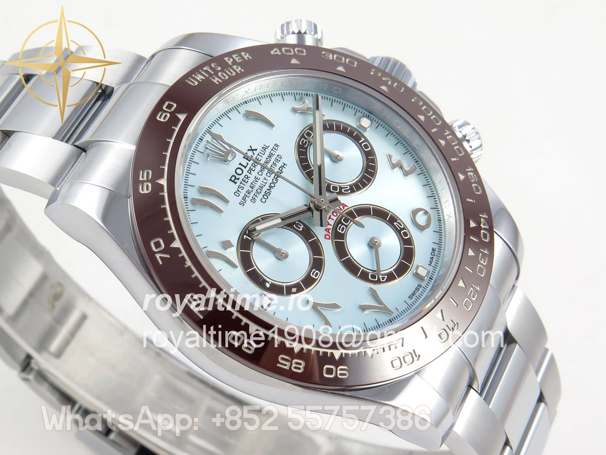 Rolex Daytona 116506 3CF Ice Blue Dial Arabic Markers on SS Bracelet SH4130 V2 - Image 6