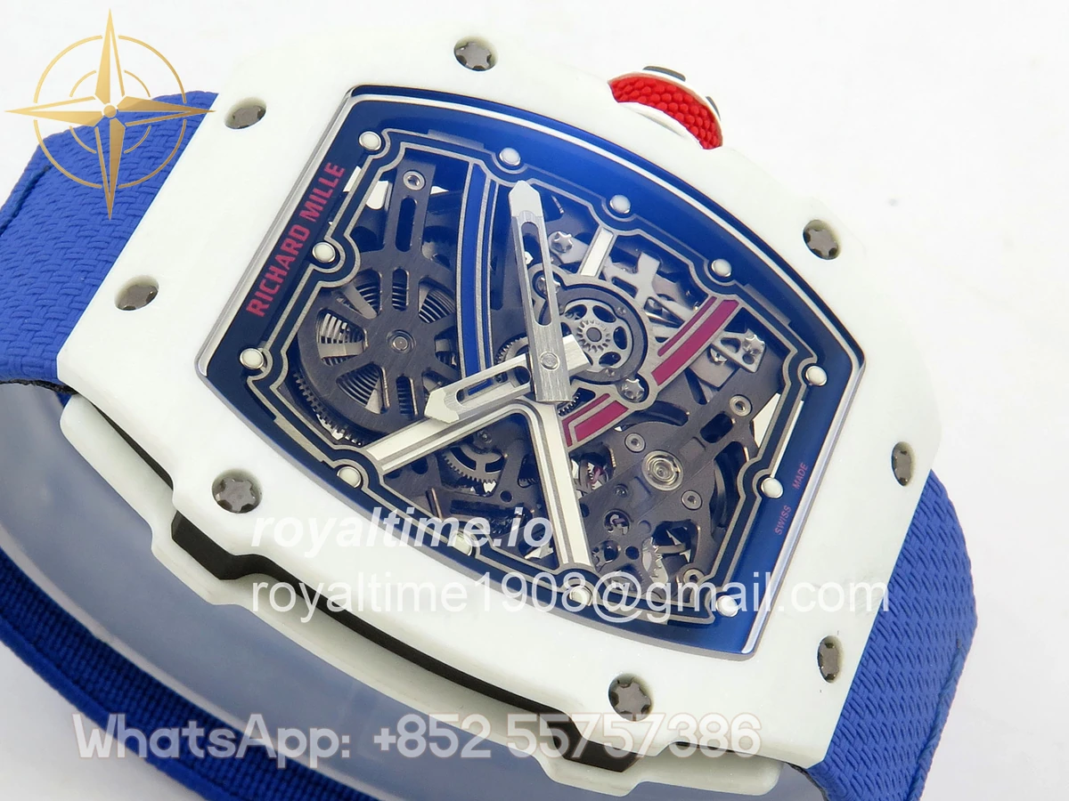 Richard Mille AVF RM67-02 France White NTPT Spain Skeleton Dial on Blue Elastic strap CRMA7 - Image 6