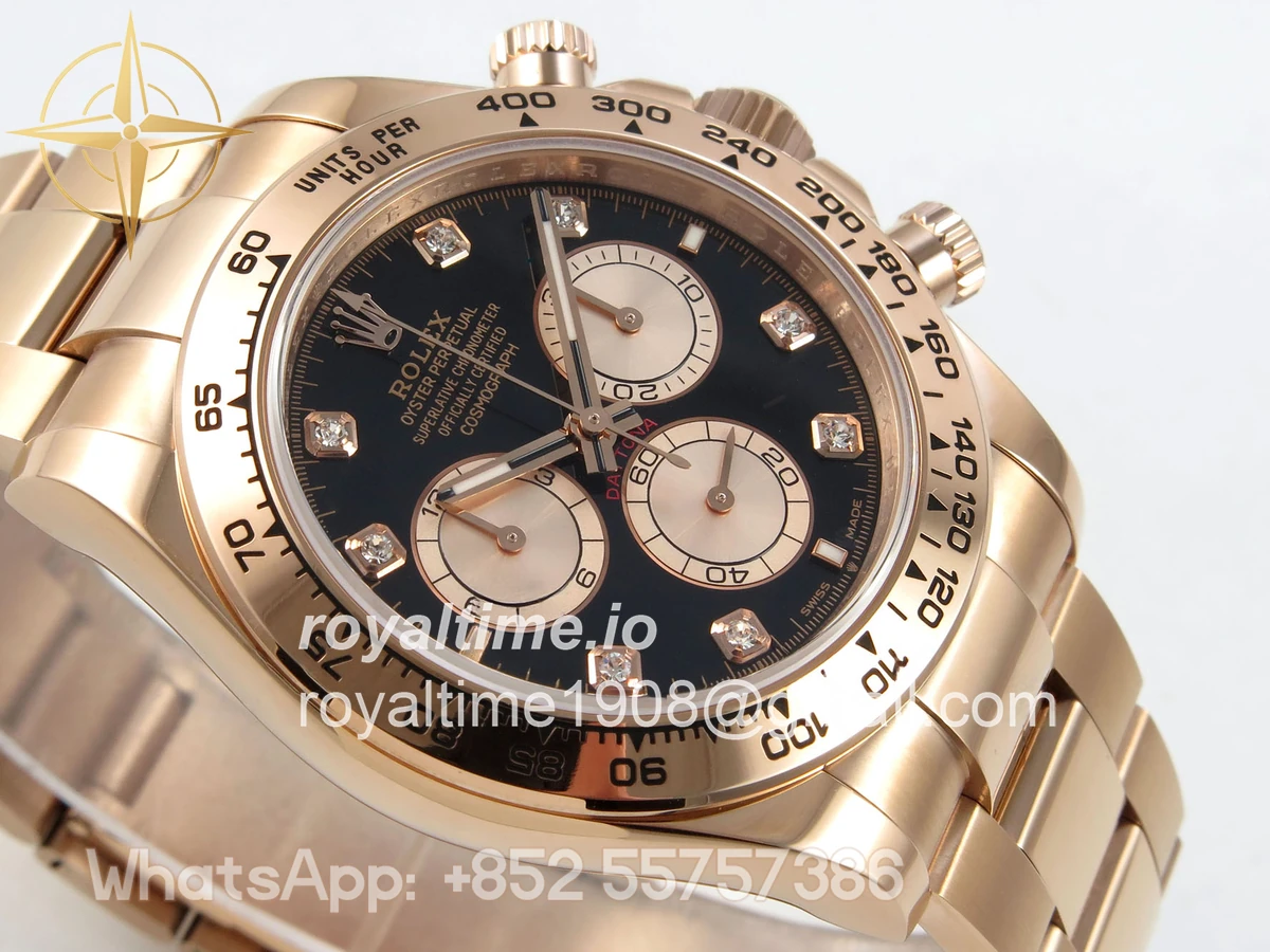 Rolex Daytona 126505 RG UFO Black/RG Diamonds Dial on RG Bracelet UF4131 (Free Sprung) - Image 6