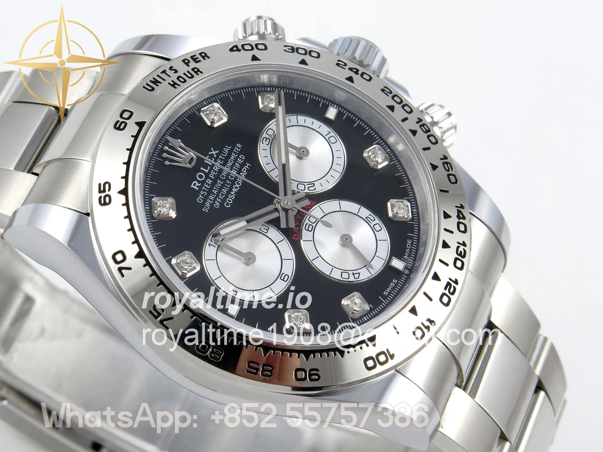 Rolex Daytona 126509 BTF Black/Silver Diamonds Dial on SS Braclet DD4131 (Weighted) 220g - Image 6