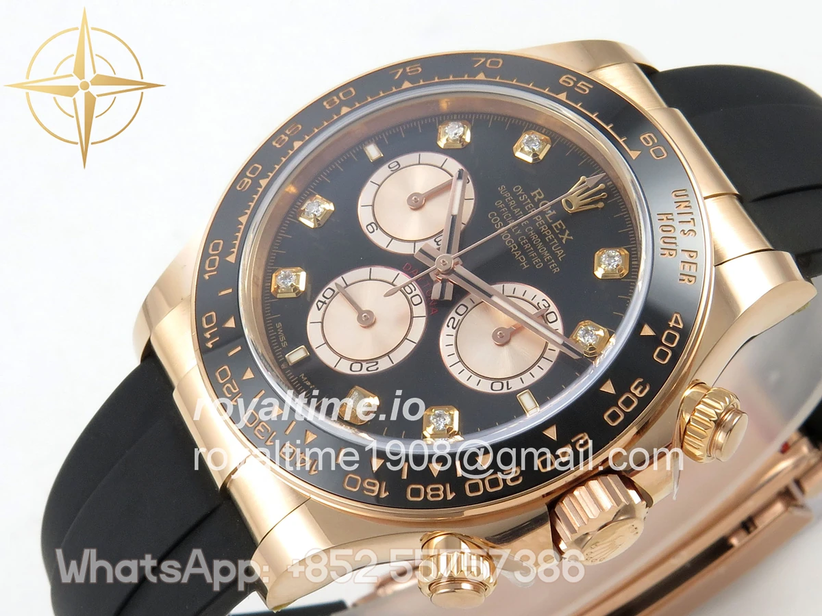 Rolex Daytona 126515 ARF Black/RG Diamonds Dial on Oysterflex Strap DD4131 V2 (Weighted) - Image 6