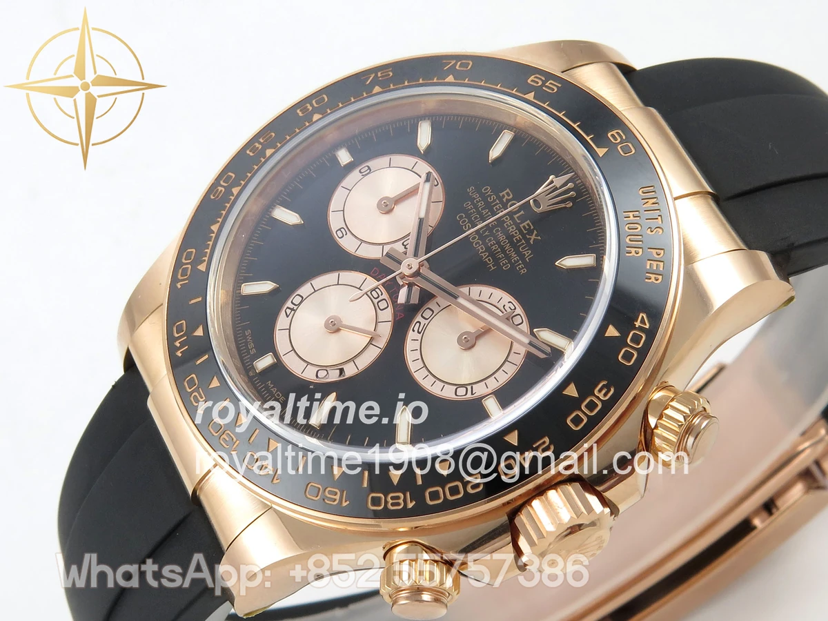 Rolex Daytona 126515 ARF Black/RG Stick Dial on Oysterflex Strap DD4131 V2 (Weighted) - Image 6