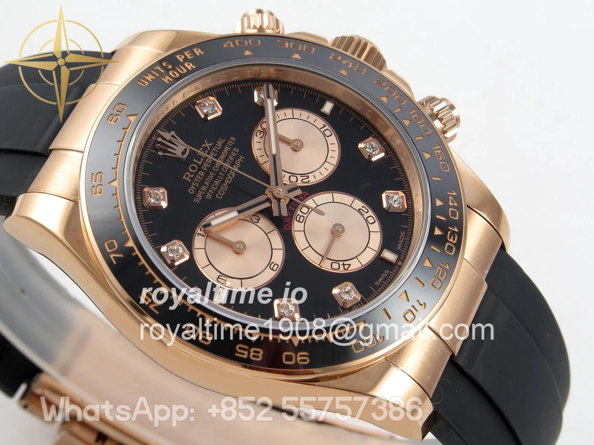 Rolex Daytona 126515 QF Black/RG Diamonds Dial on Oysterflex Strap JH4131 V18 (Free Sprung) Weighted 157g - Image 6