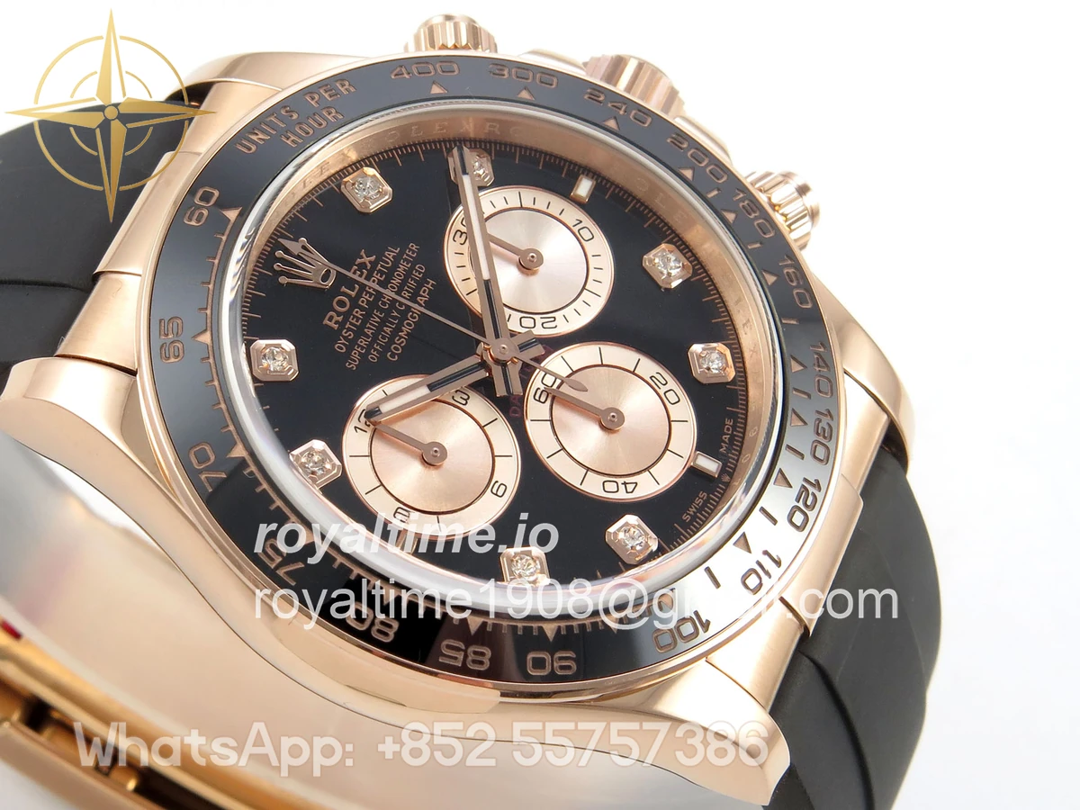 Rolex Daytona 126515 TMF Black/RG Diamonds Dial on Oysterflex Strap DD4131(162g) - Image 6