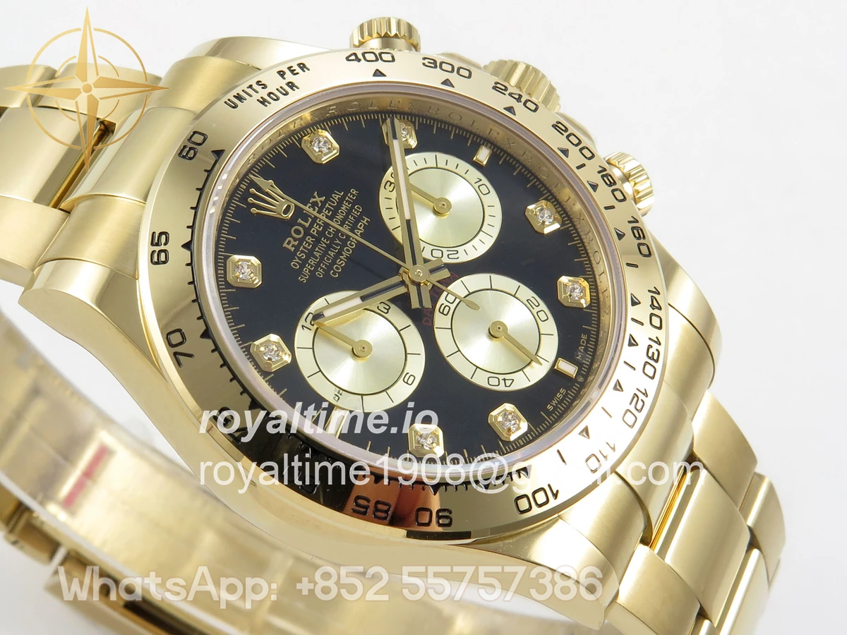 Rolex Daytona 126508 AVF Black/YG Diamonds Dial on YG Bracelet DD4131 (Mod) - Image 6