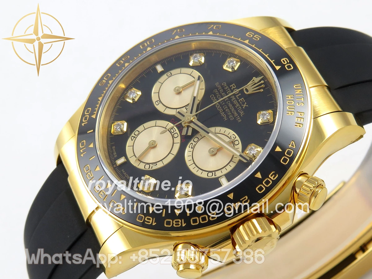 Rolex Daytona 126518 ARF Black/YG Diamonds Dial on Oysterflex Strap DD4131 V2 (Weighted) - Image 6