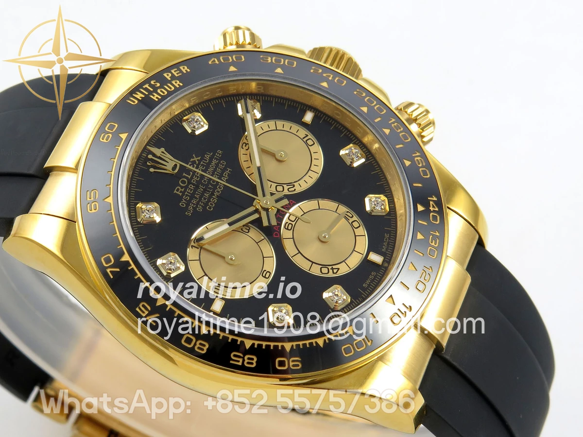 Rolex Daytona 126518 QF Black/YG Diamonds Dial on Oysterflex Strap JH4131 V18 (Free Sprung) Weighted 157g - Image 6