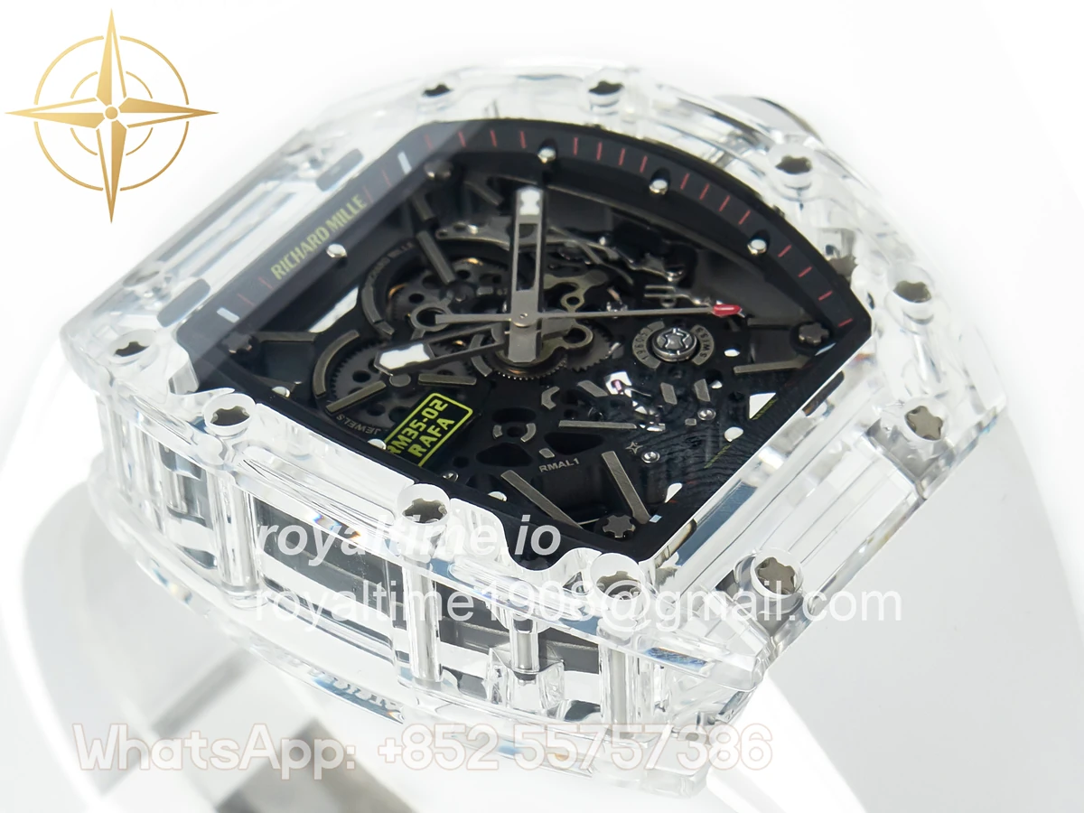 Richard Mille RM035 TRANSPARENT SONIC Skeleton Dial on White Rubber Strap RMUL2 V2 - Image 6