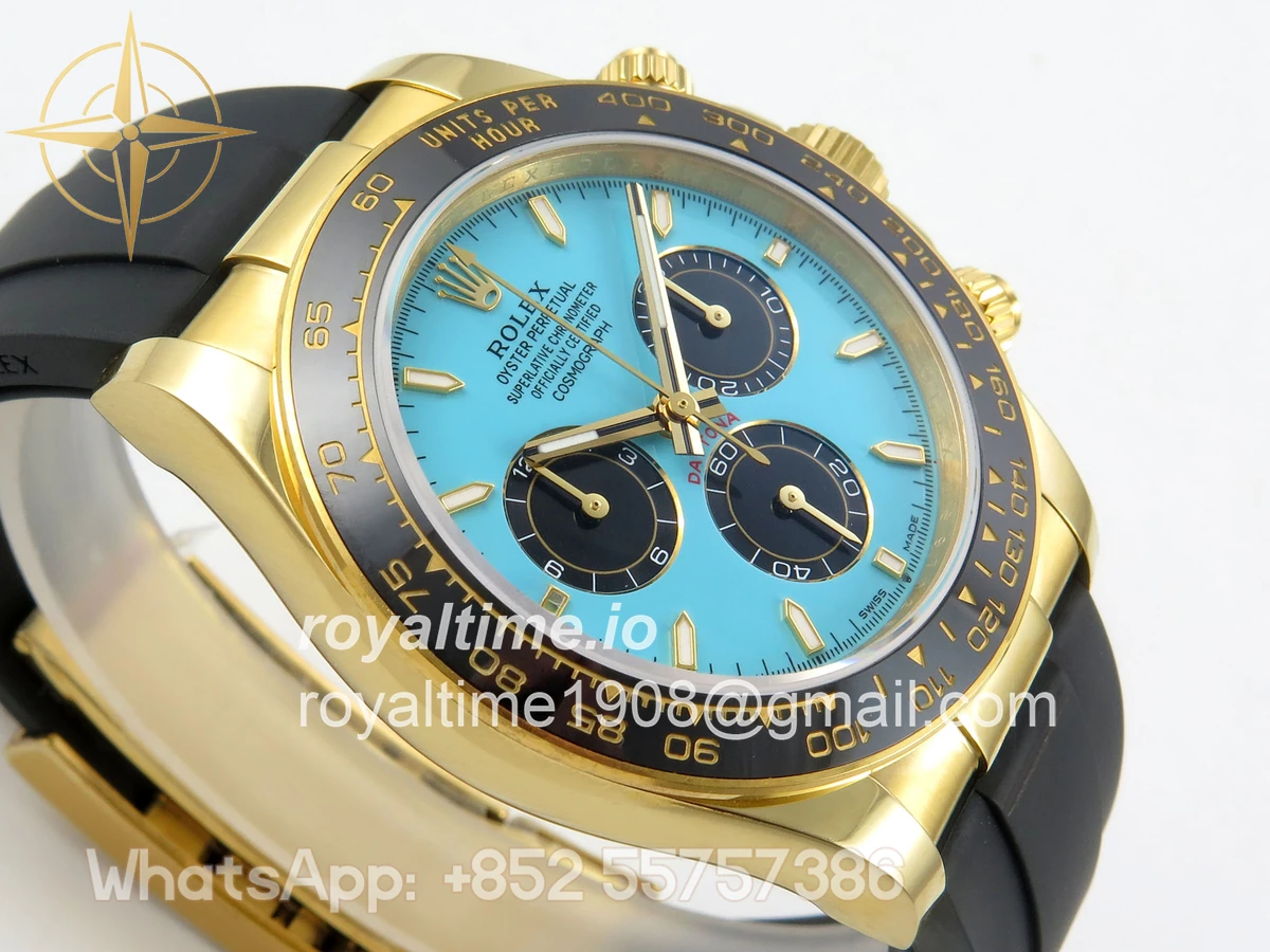 Rolex Daytona 126518 YG 3CF Tiffany Turquoise Blue Dial on Oysterflex Strap DD4131 (Gain Weight) - Image 6