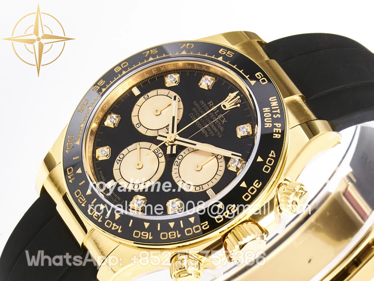 rolex Daytona 126518 YG ARF Black/YG Diamonds Dial on Oysterflex Strap DD4131 V2 (Weighted) - Image 6