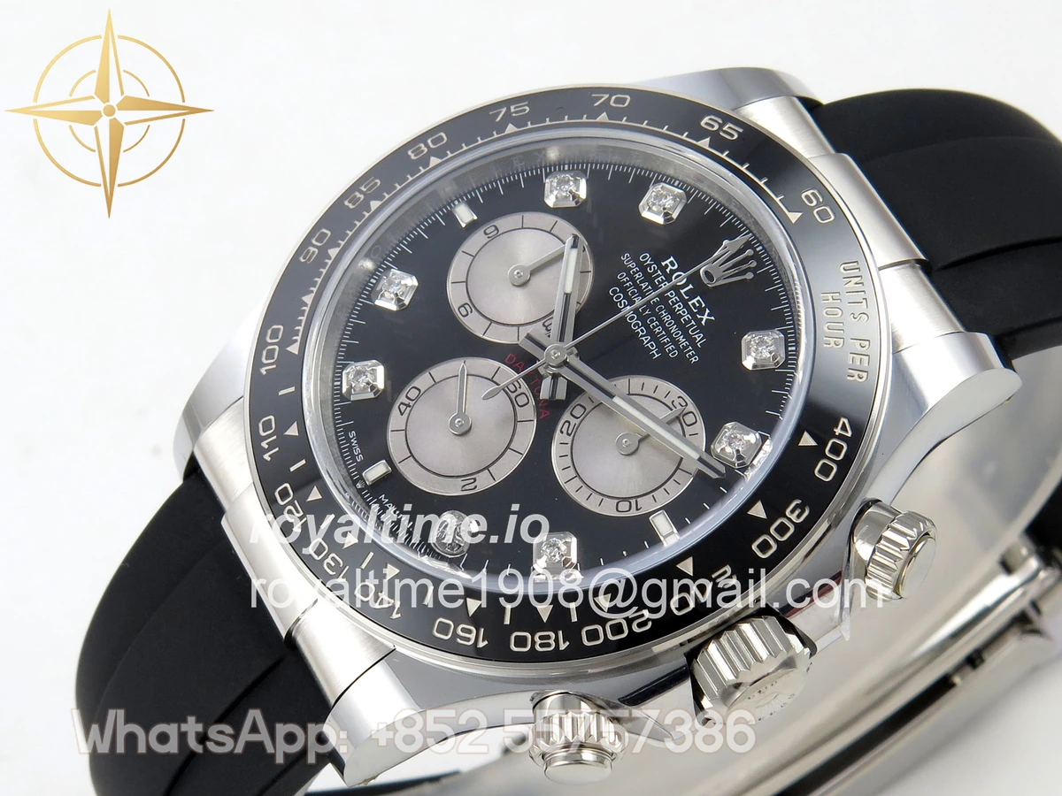 Rolex Daytona 126519 ARF Black/Silver Diamonds Dial on Oysterflex Strap DD4131 V2 (Weighted) - Image 6