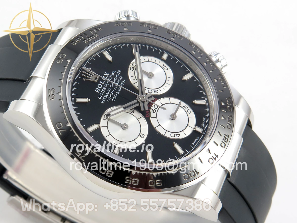 Rolex Daytona 126519 AVF Black/Silver Dial on Oysterflex Strap DD4131 (Mod) - Image 6