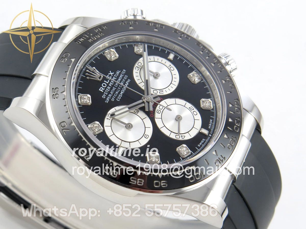Rolex Daytona 126519 AVF Black/Silver Diamonds Dial on Oysterflex Strap DD4131 (Mod) - Image 6