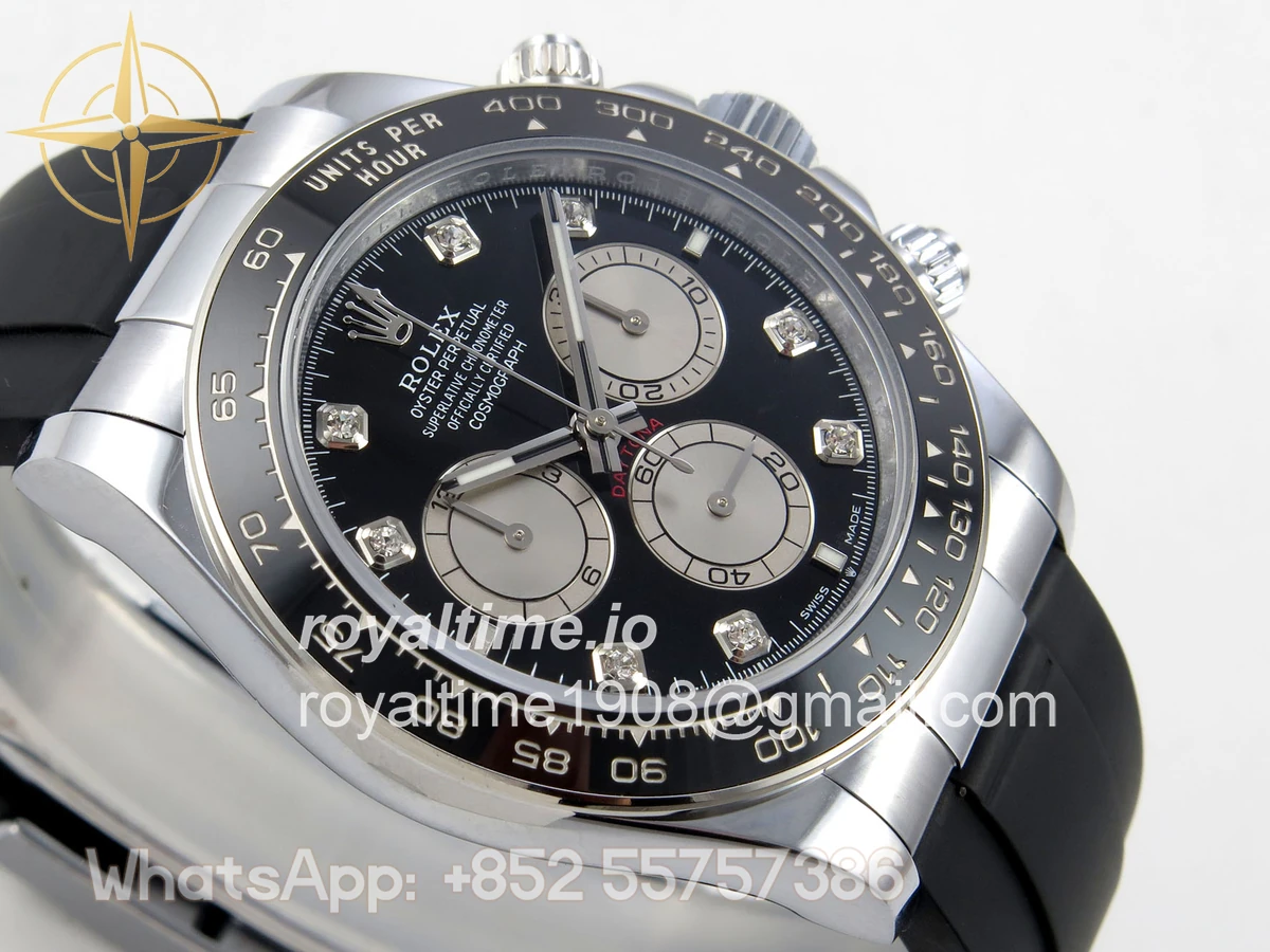 Rolex Daytona 126519 QF Black/Silver Diamonds Dial on Oysterflex Strap JH4131 V18 (Free Sprung) Weighted 157g - Image 6