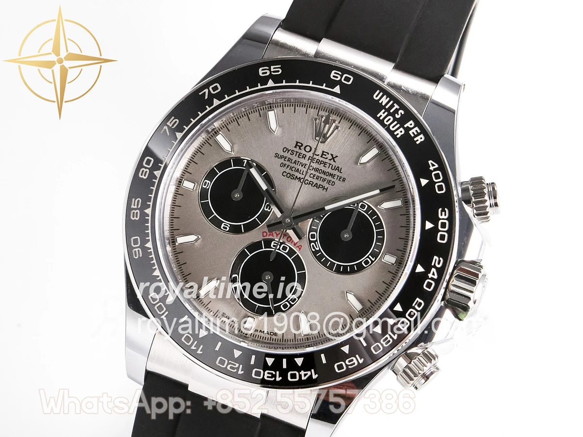 Rolex Daytona 126519 SS ARF Silver/Black Stick Dial on Oysterflex Strap DD4131 V2 (Weighted) - Image 6