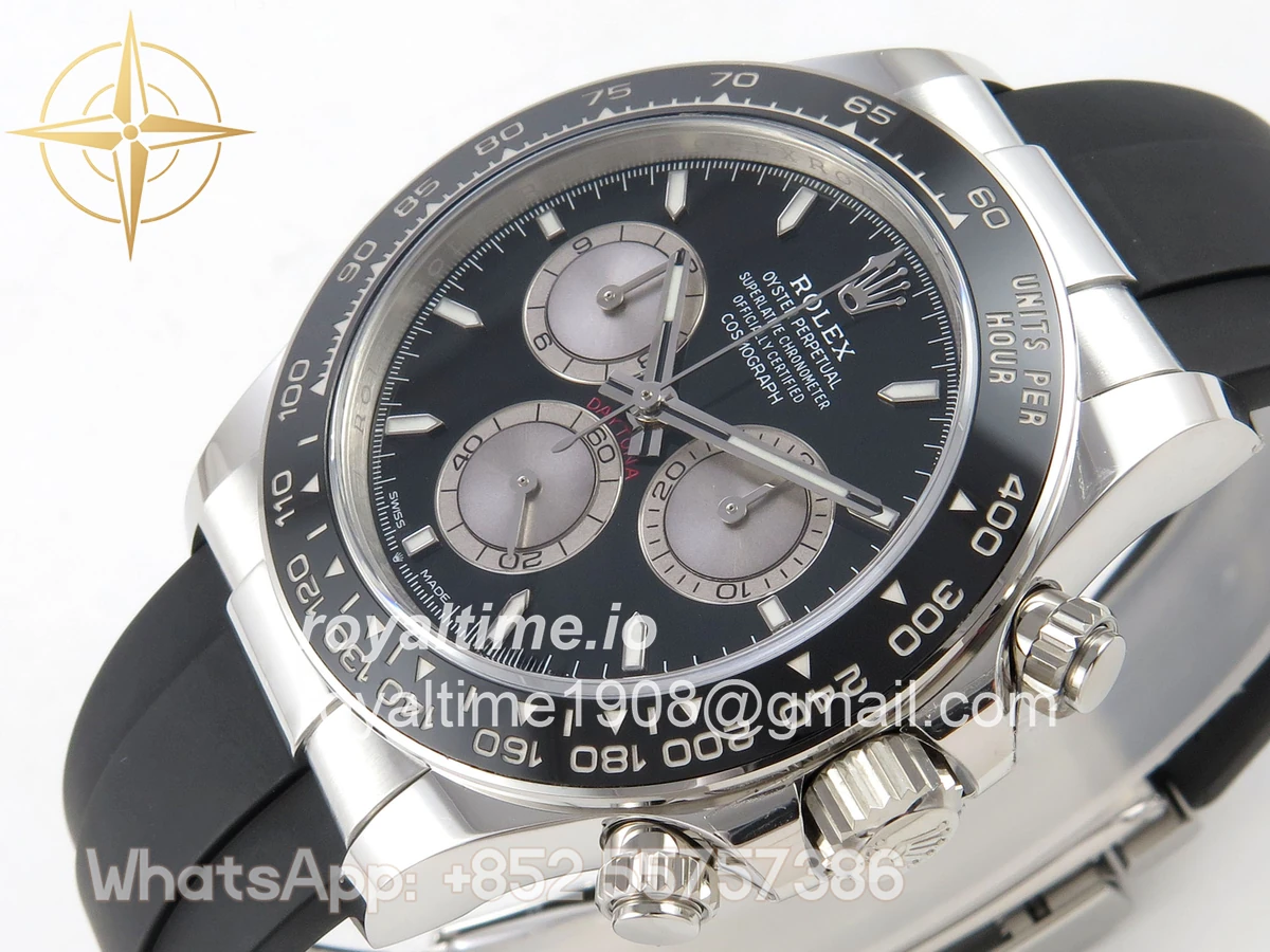 Rolex Daytona 126519 SS Clean Plus Black/Gray Dial on Black Rubber Strap DD4131 - Image 6
