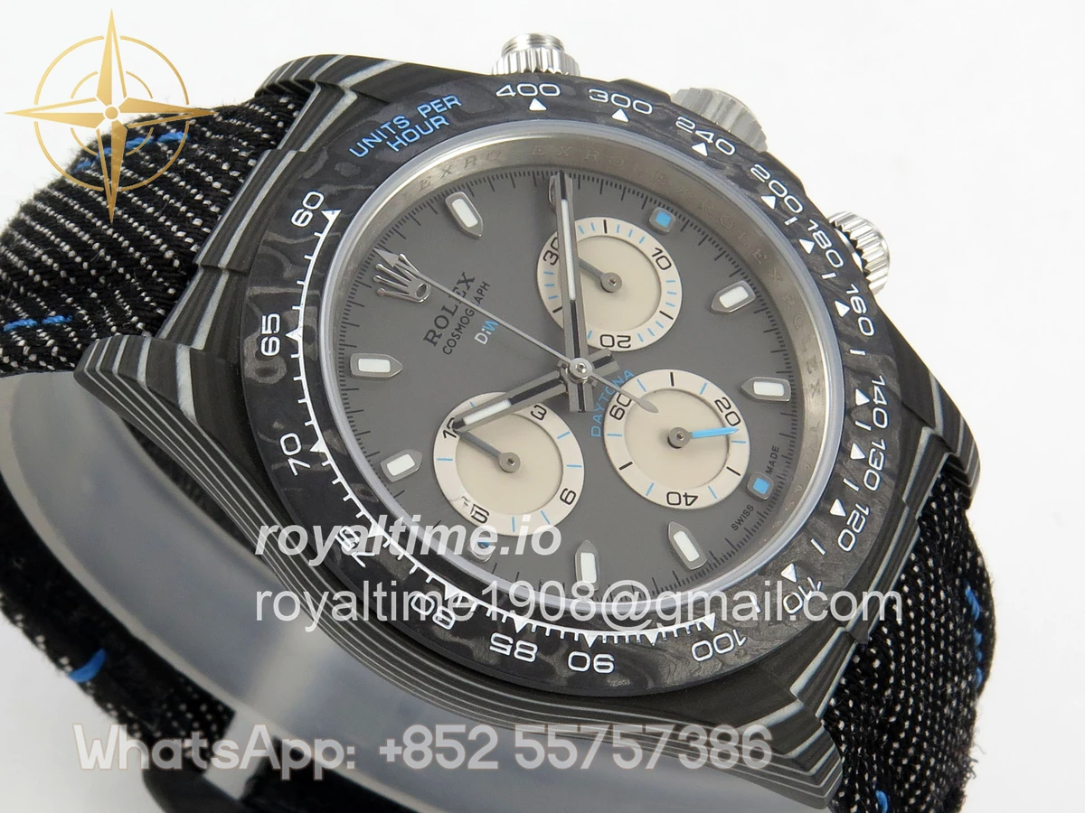 Rolex Daytona DIW Black Carbon Case DIWF Edition Gray/White Dial on Black Nylon Strap DD4801 - Image 6