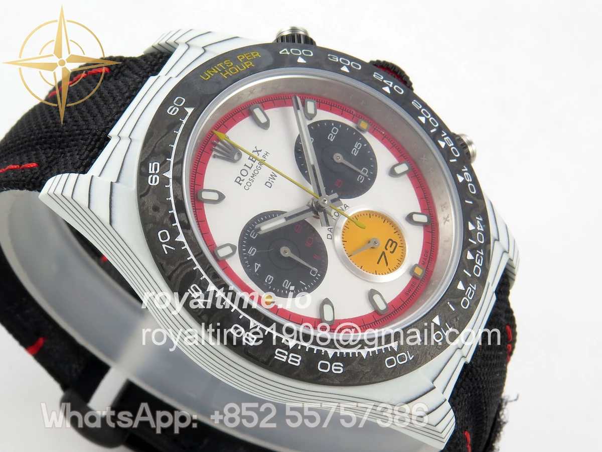 Rolex Daytona DIW Ferrari White Carbon DIWF White/Red Dial on Black Nylon Strap DD4801 - Image 6