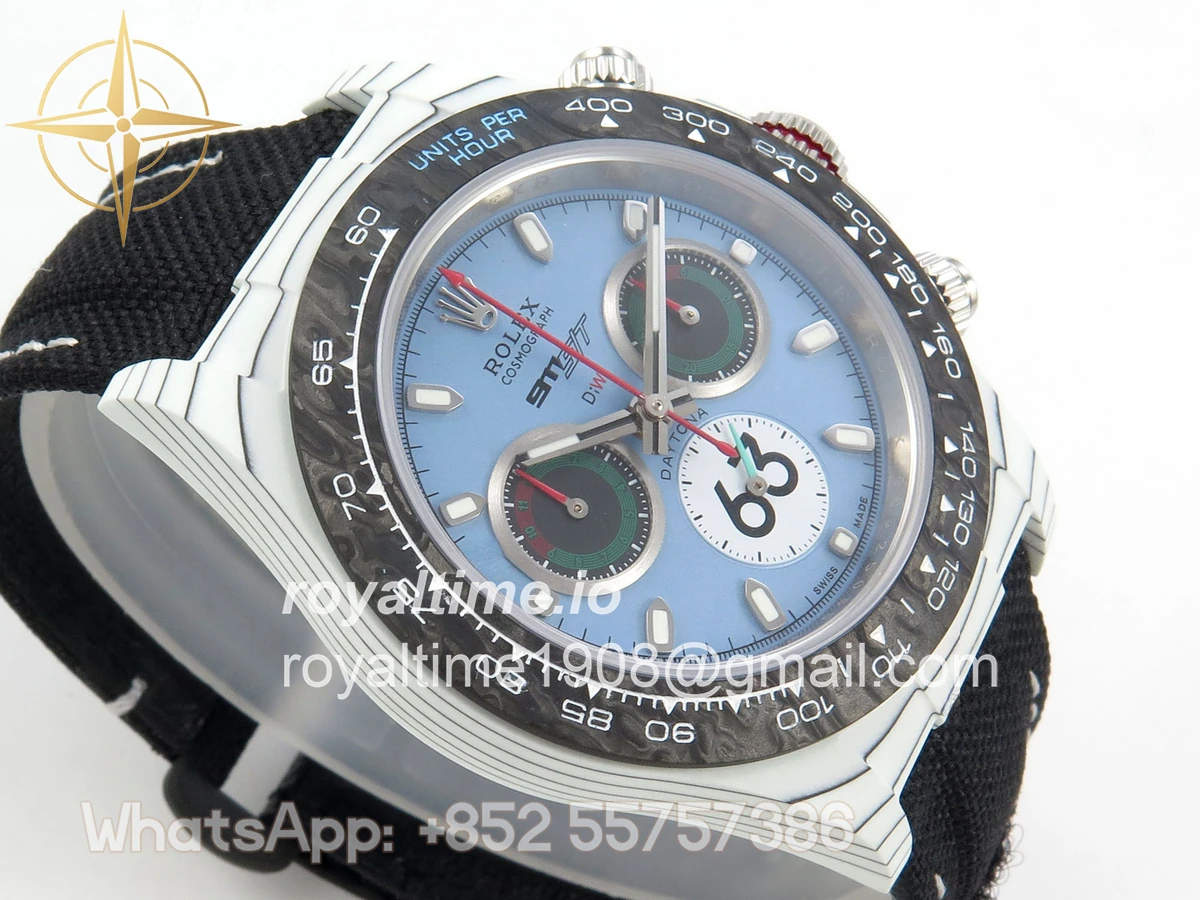 Rolex Daytona DIW Porsche 911 s/t White Carbon DIWF Blue Dial on Black Nylon Strap DD4801 - Image 6