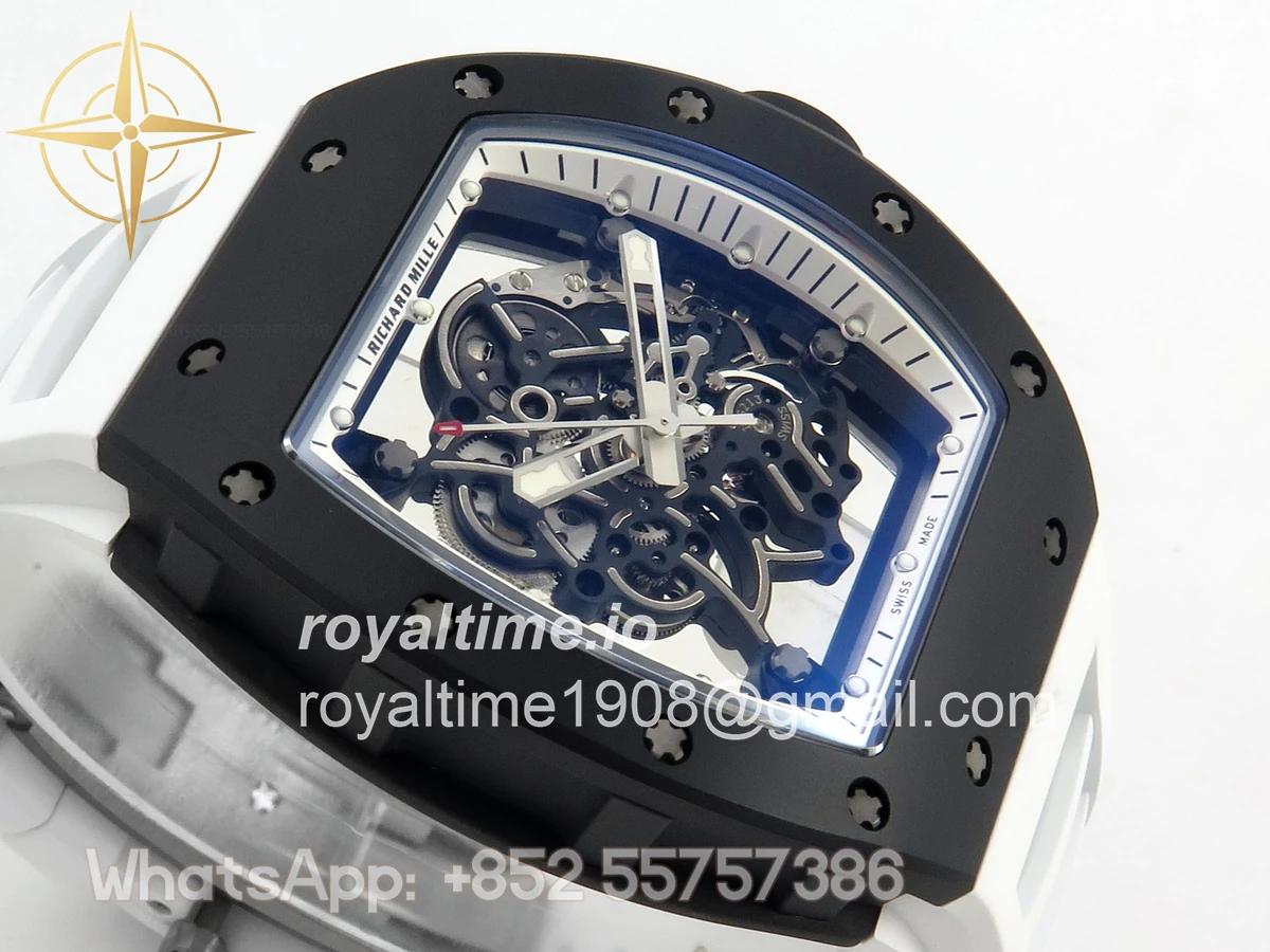 Richard Mille RM055 Black Ceramic APSF on White Inner Bezel on White Rubber Strap RMUL2 - Image 6