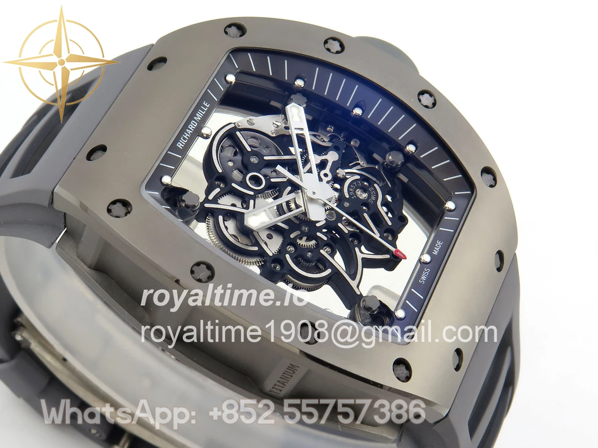 Richard Mille AVF RM055 Gray Cemira on Gray Rubber Strap Vaucher RMUL2 Free Sprung (Mod) - Image 6