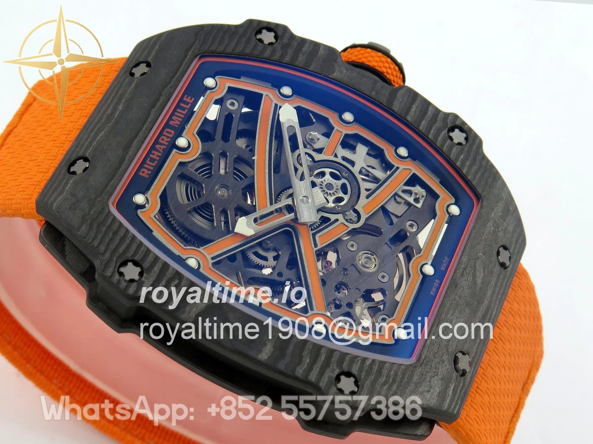 Richard Mille AVF RM67-02 McLaren Black NTPT Spain Skeleton Dial on Orange Elastic strap CRMA7 - Image 6