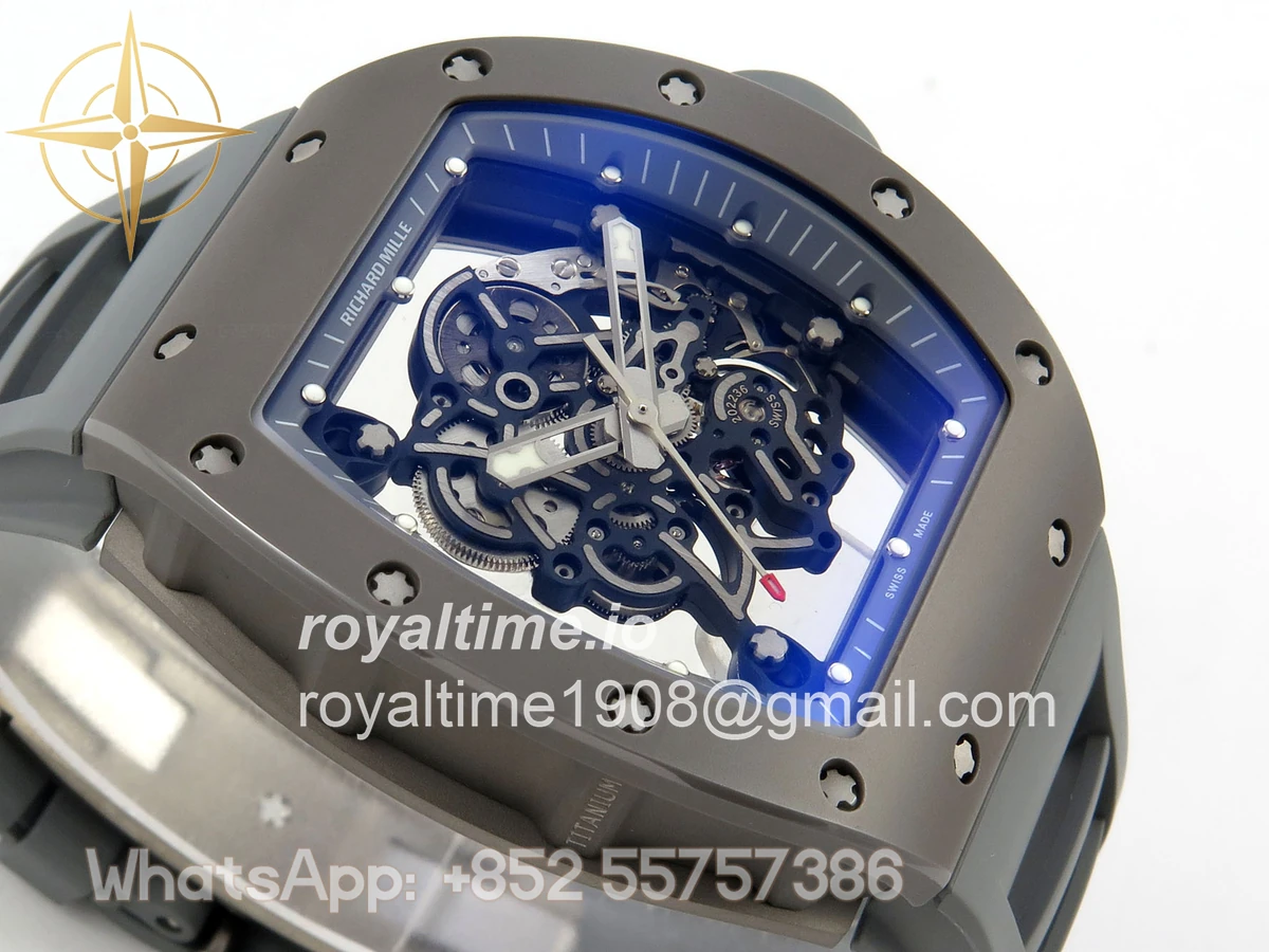 Richard Mille RM055 Gray Ceramic MLF on Gray Rubber Strap RMUL2 V2 (Brushed Ribs) - Image 6
